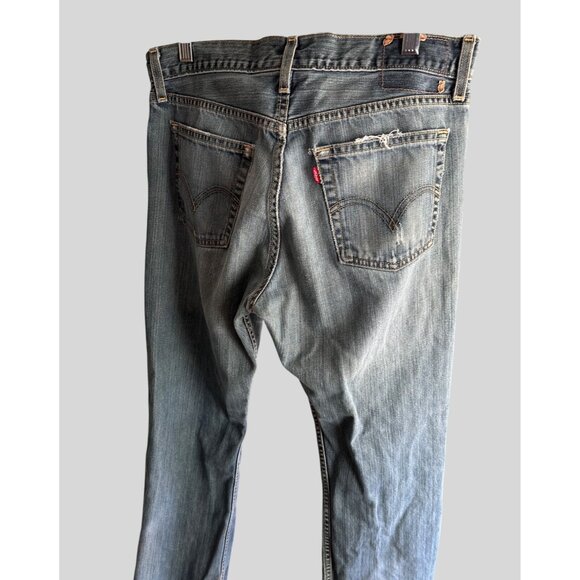 Levis 33Wx30L Distressed Low Boot Cut 527 Mens Jeans Light Wash Denim - Picture 7 of 10